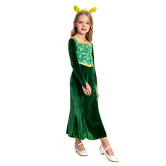 Kids Girls Shrek Princess Fiona Dress Cosplay Costume Outfits Halloween Carnival Party Disguise Suit