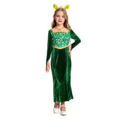 Kids Girls Shrek Princess Fiona Dress Cosplay Costume Outfits Halloween Carnival Party Disguise Suit