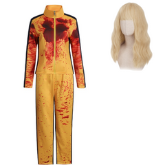 Kill Bill The Bride Bloodstain Yellow Tracksuit Set Outfits Cosplay Costume Halloween Suit