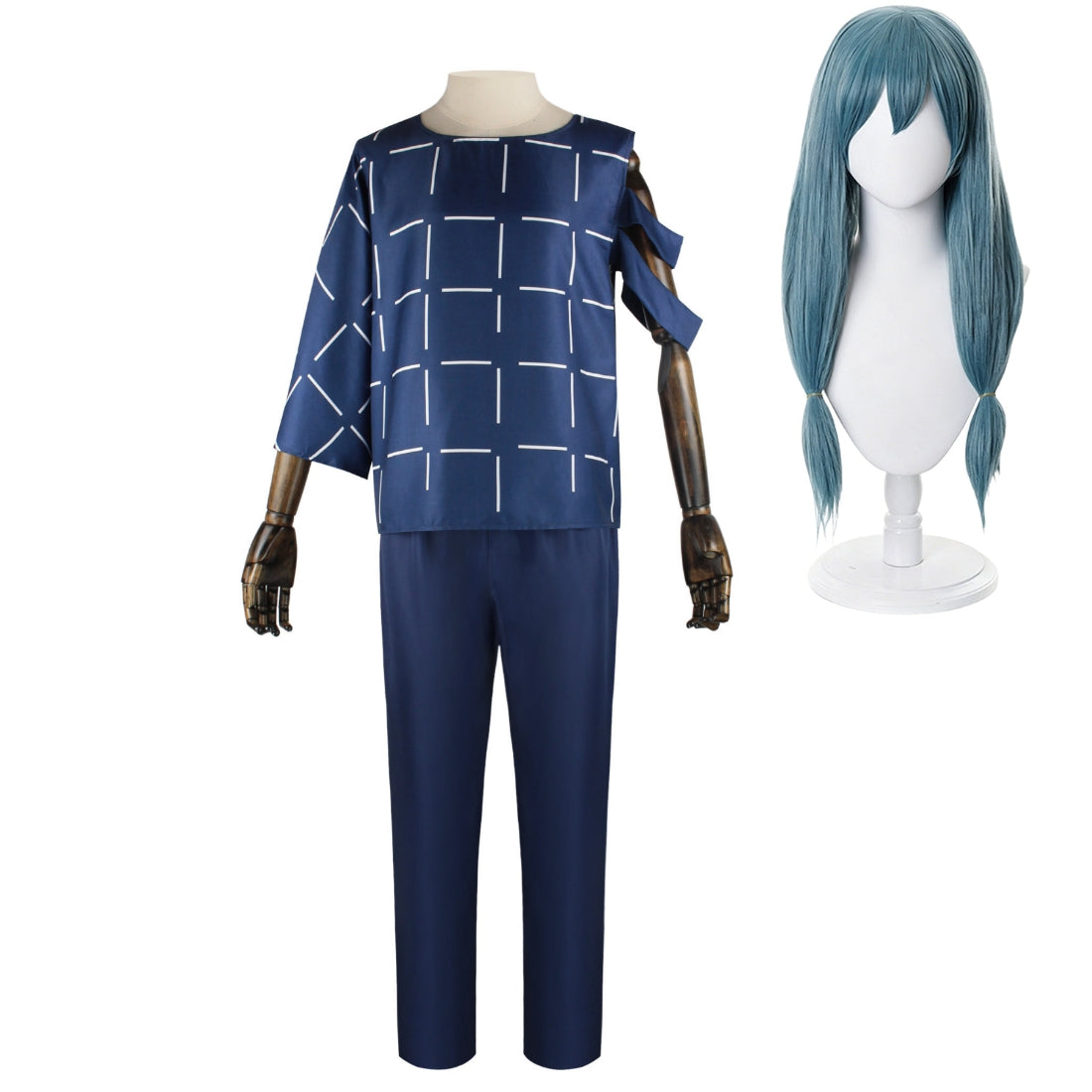 Mahito Blue Shirt Trousers Set Outfits Cosplay Costume Halloween Suit