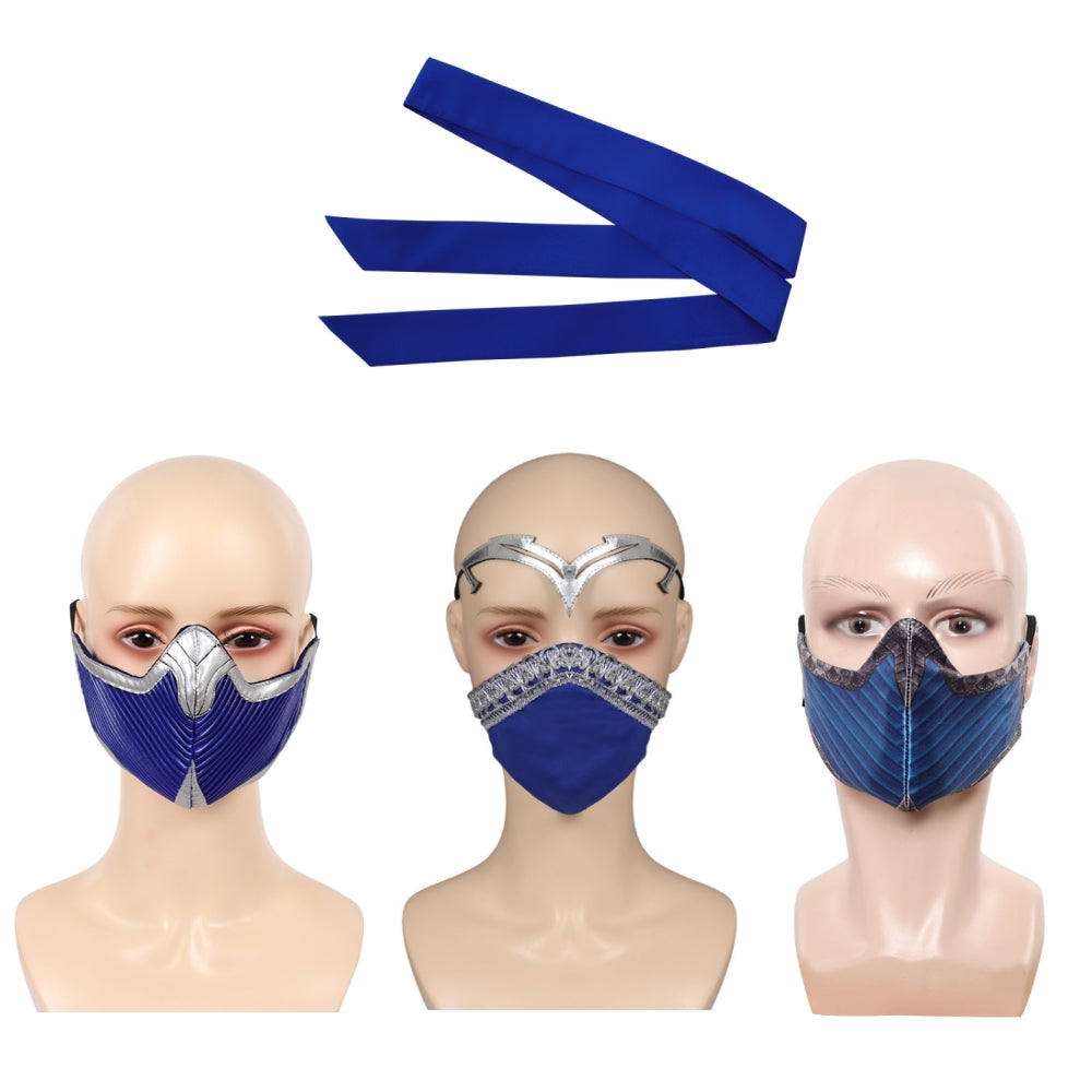 Mortal Kombat Kitana Blue Mask Forehead Band Hair Ribbon Cosplay Accessories Props