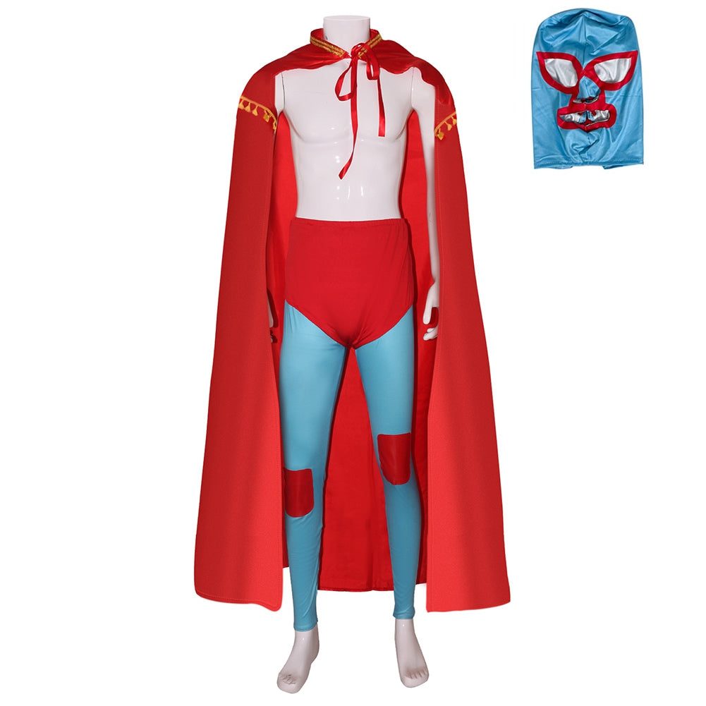 Nacho Libre Nacho Red Wrestler's Cloak Pants Set Cosplay Costume Halloween Carnival Suit