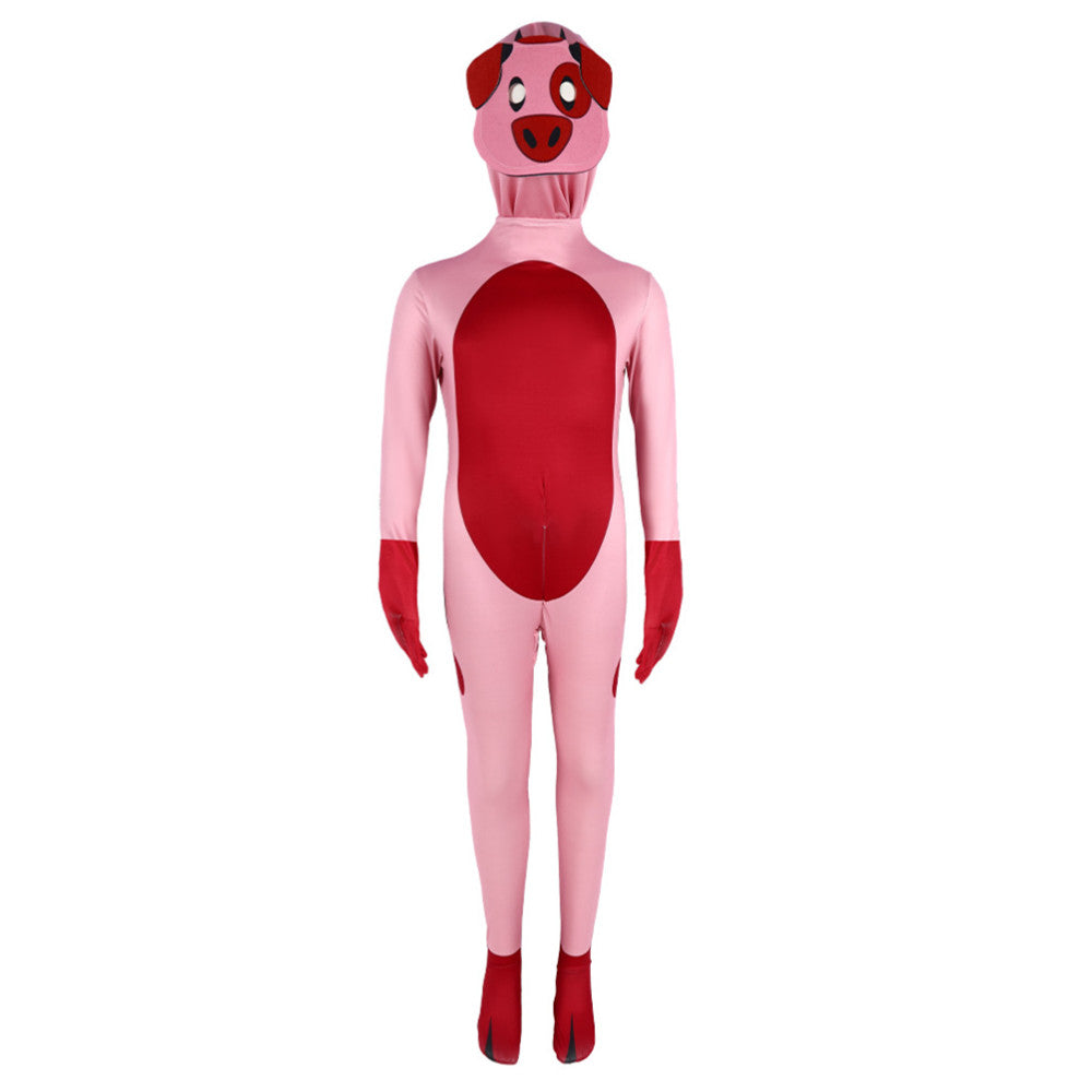 Kids Adult TV Hazbin Hotel Fat Nuggets Pink Jumpsuit Cosplay Costume Halloween Carnival Suit