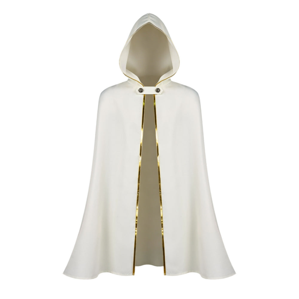 Octopath Traveler Temenos Mistral Gold Trim White Hooded Cloak Outfits Cosplay Costume