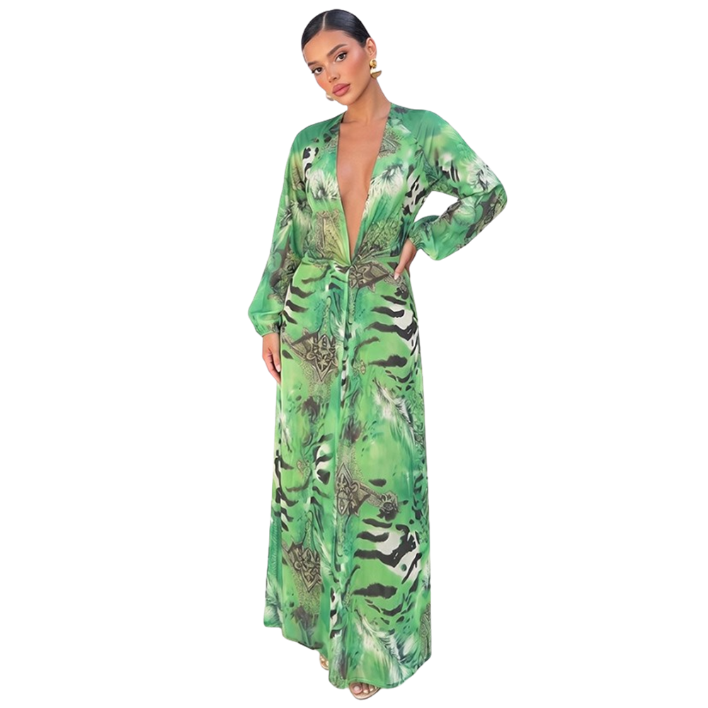 Off Campus (2026) Allie Hayes Green Open Back Summer Dress Outfits Cosplay Costume