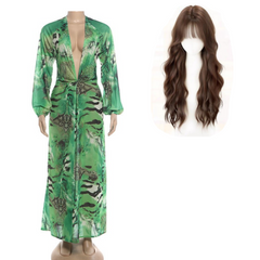 Off Campus (2026) Allie Hayes Green Open Back Summer Dress Outfits Cosplay Costume