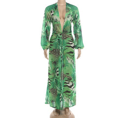 Off Campus (2026) Allie Hayes Green Open Back Summer Dress Outfits Cosplay Costume