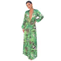Off Campus (2026) Allie Hayes Green Open Back Summer Dress Outfits Cosplay Costume