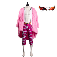 Anime One Piece Donquixote Doflamingo Outfits Pink Set Cosplay Costume Halloween Carnival Suit