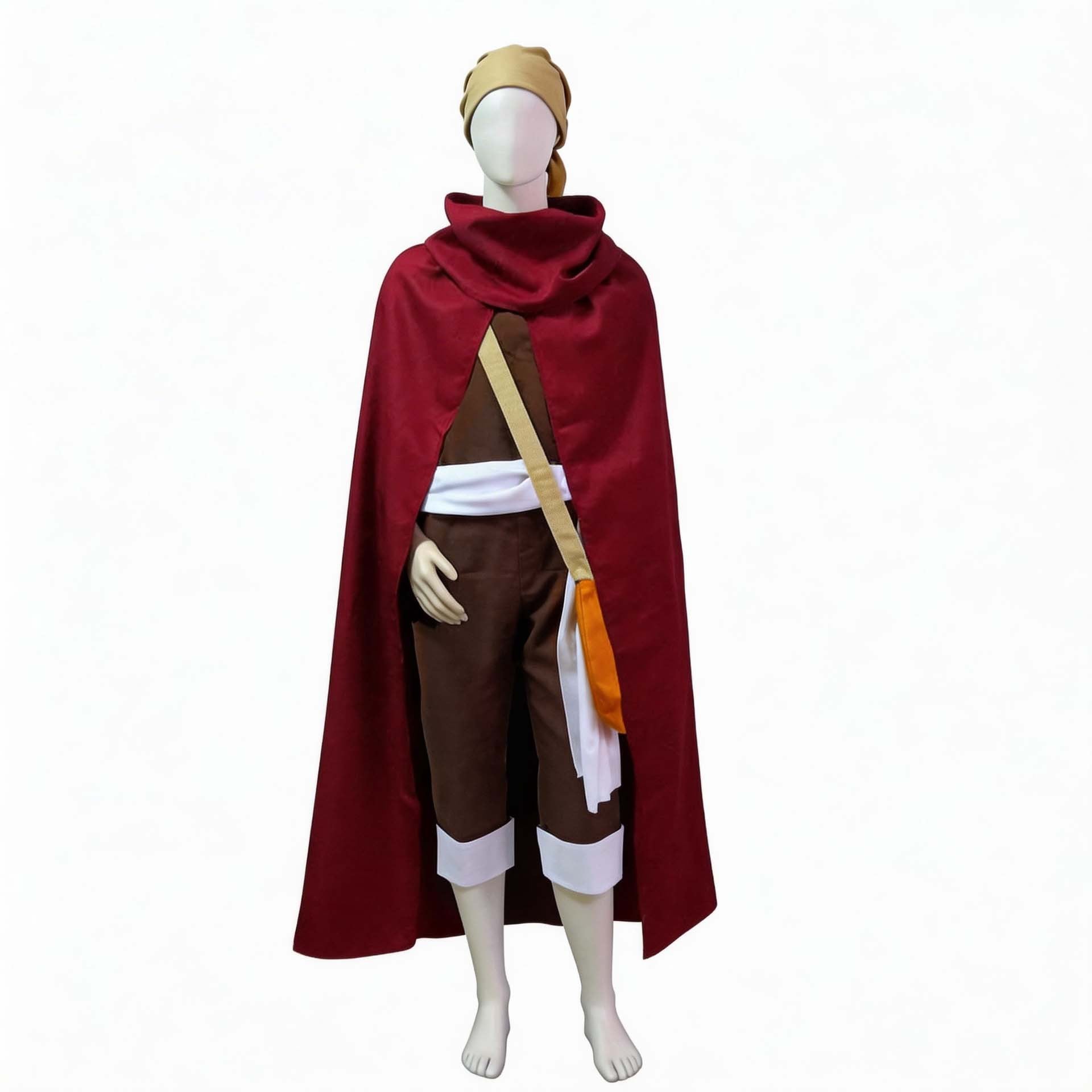 One Piece Enies Lobby Usopp Sogeking Red Cloak Brown Set Outfits Cosplay Costume