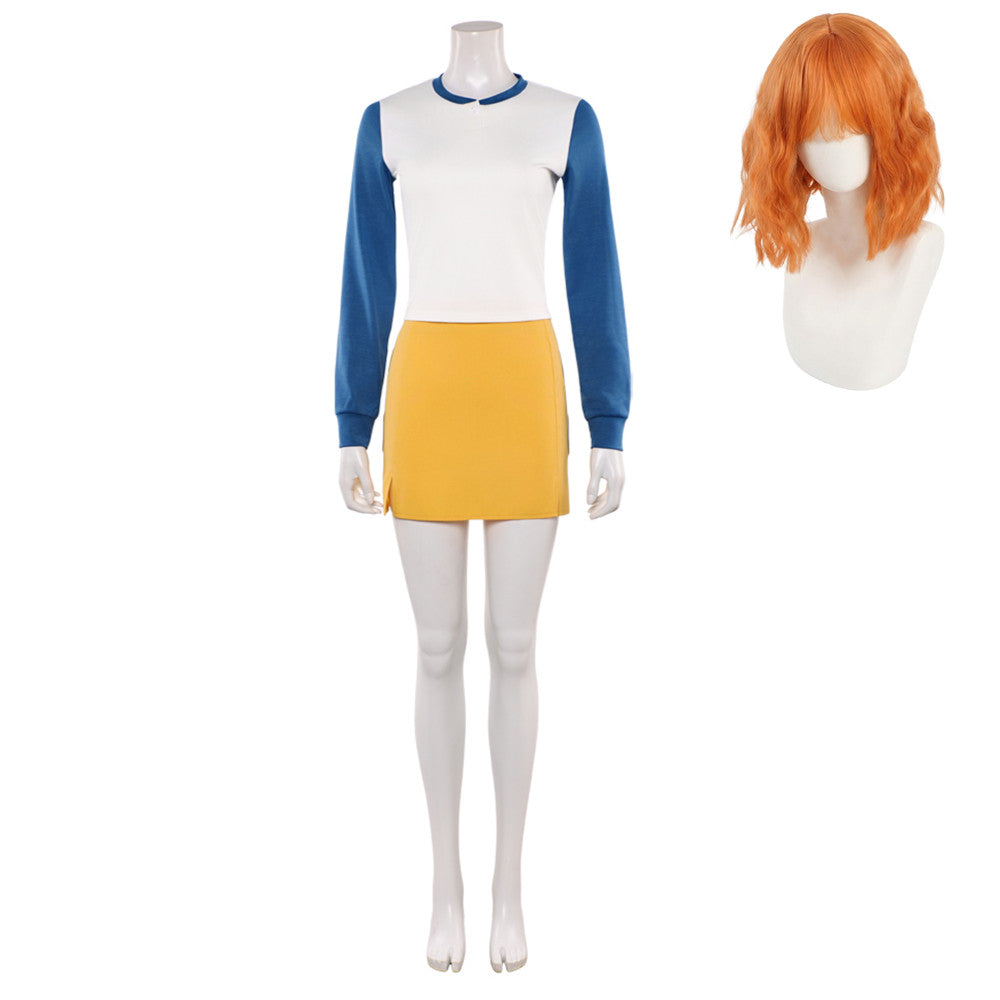 One Piece Live-action 2 (2026) Nami White Blue Long Sleeves Set Outfits Cosplay Costume