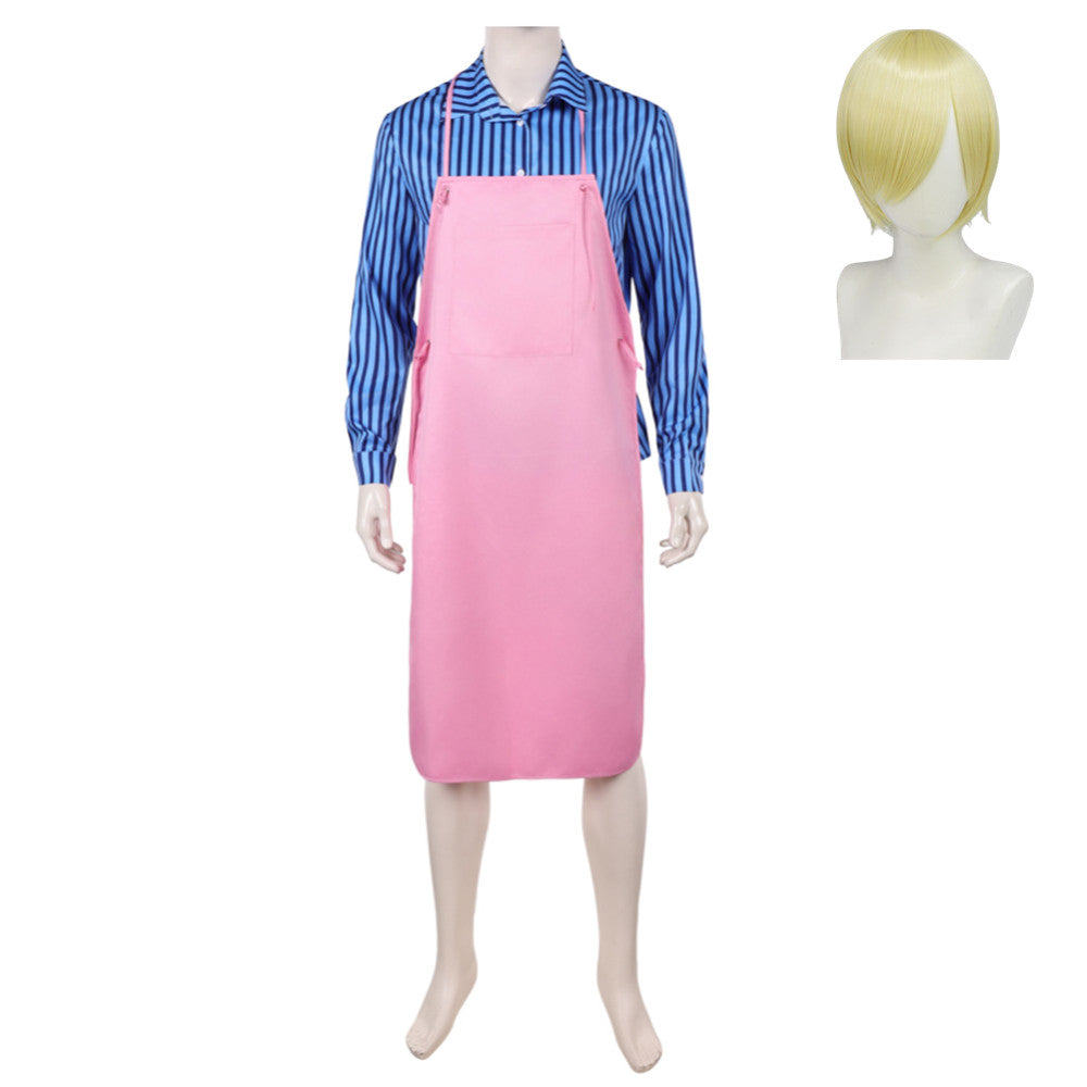 One Piece Live-action 2 (2026) Sanji Blue Shirt Pink Apron Outfits Cosplay Costume