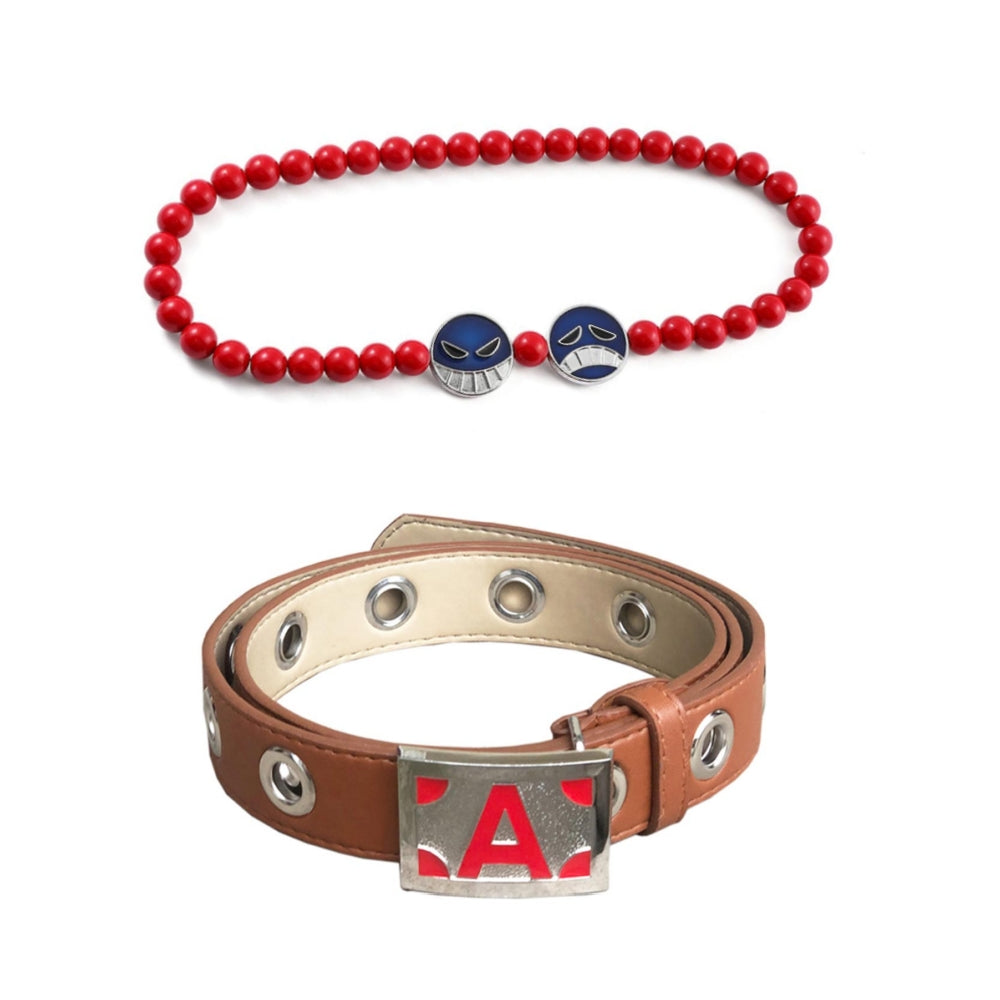 One Piece Portgas·D· Ace Belt Necklace Cosplay Accessories Halloween Carnival Props