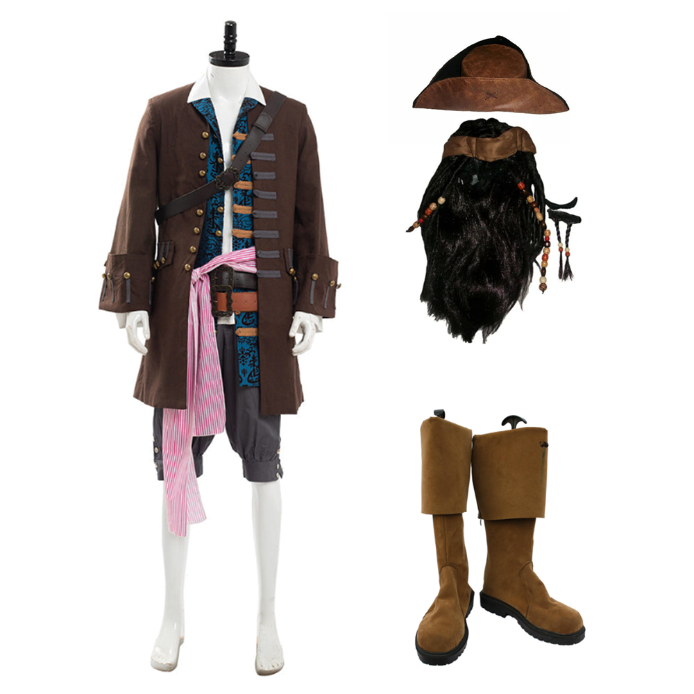 Movie Pirates of the Caribbean 5: Jack Sparrow Costume Set Halloween Carnival Suit