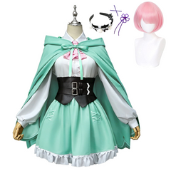Ram Rem Season 4 Geen Pink Cape Skirt Set Outfits Cosplay Costume Halloween Suit