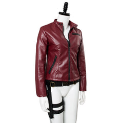 Game Resident Evil 2 Remake Claire Redfield Red Jacket Coat Outfit Halloween Cosplay Costume