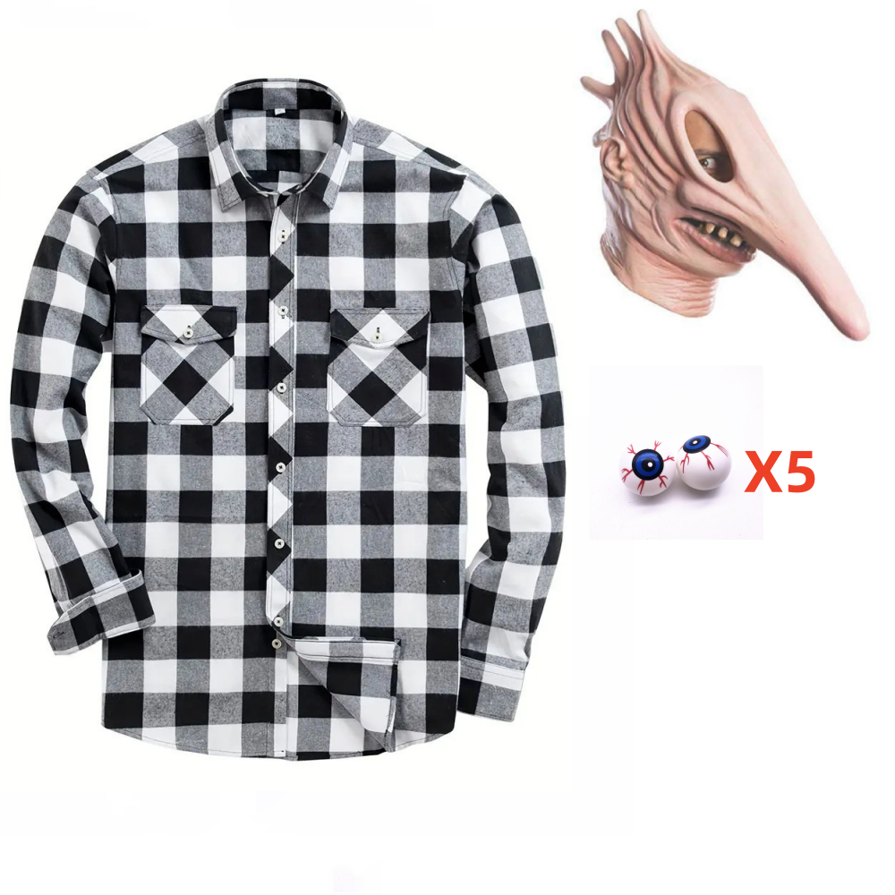 Movie Beetlejuice 2 (2024) Adam Gingham Shirt Outfit Halloween Carnival Costume Cosplay Costume