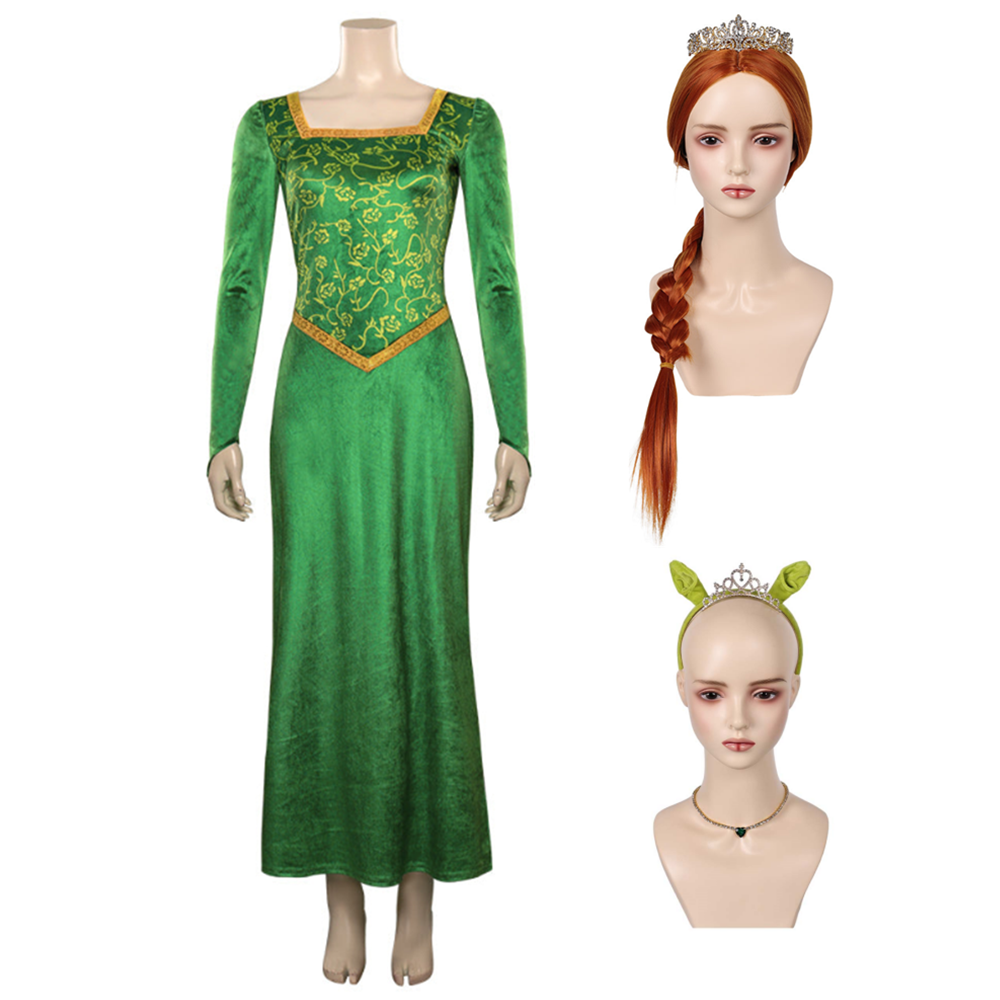 Shrek Fiona Princess Green Dress Cosplay Costume Outfits Halloween Carnival Suit