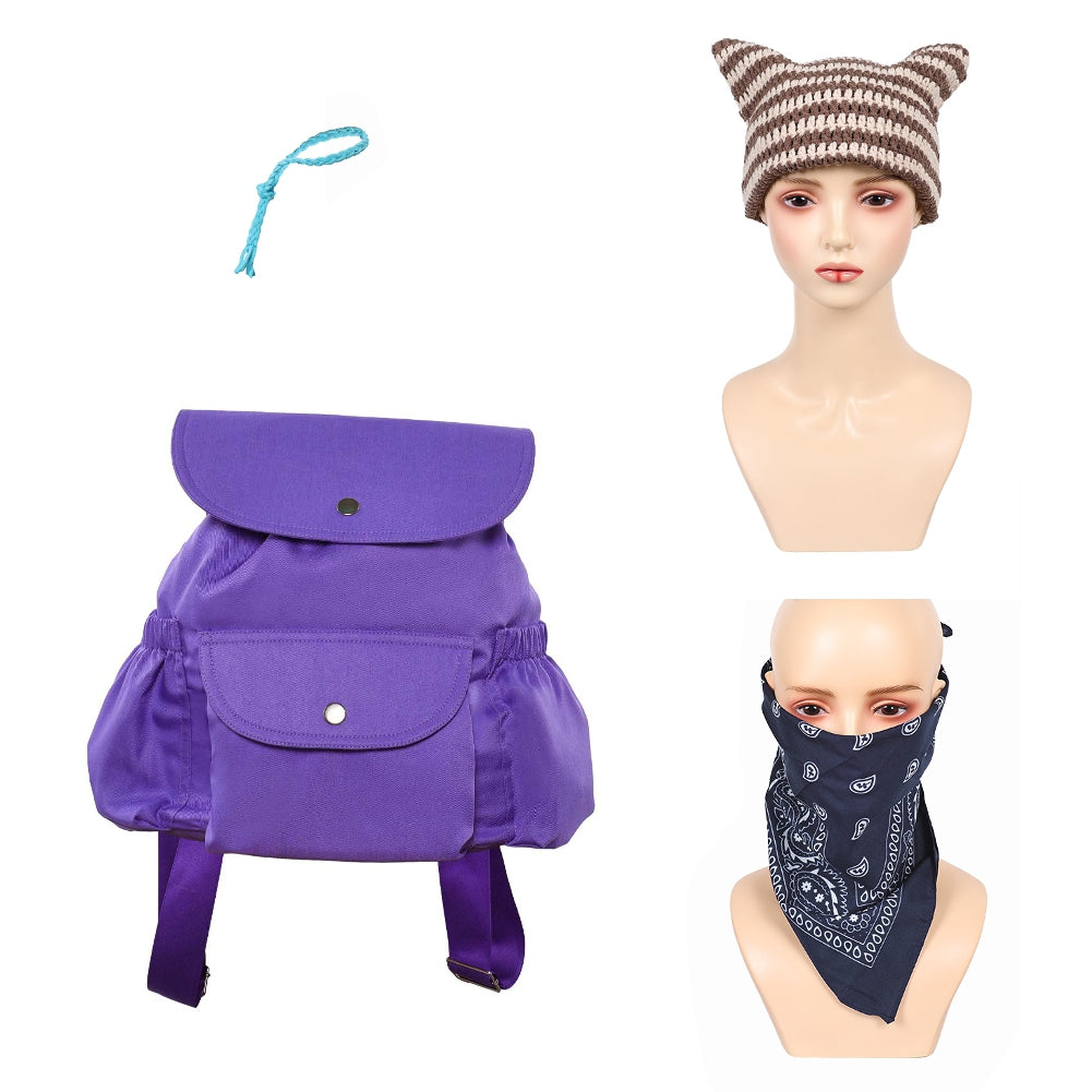 Stranger Things (2025) Eleven 11 Jane Hopper Cat Ear Hat Scarf Bracelet Bag Backpack Cosplay Accessories Props