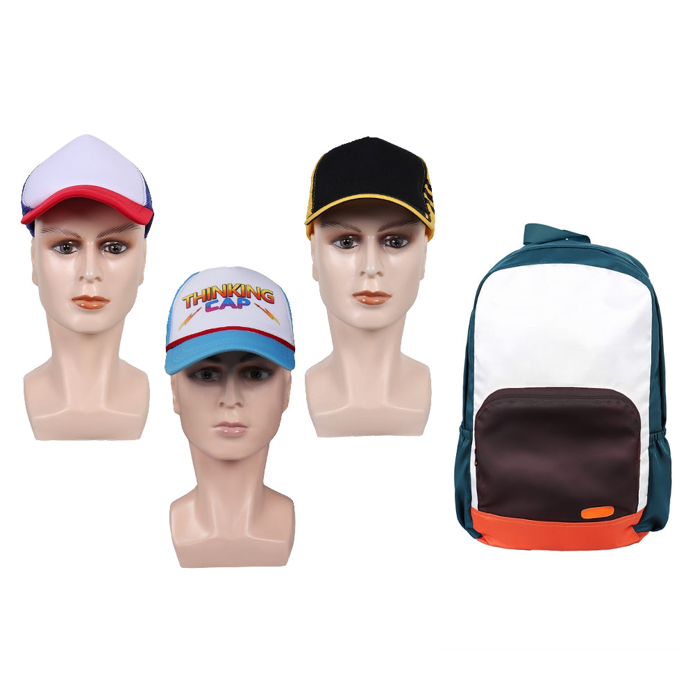 Stranger Things Dustin Henderson Baseball Cap Hat Rings Backpack Bag Cosplay Accessories Props
