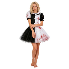Terrifier 4 (2026) The Little Pale Girl Clown Bloody Tutu Dress Outfits Cosplay Costume
