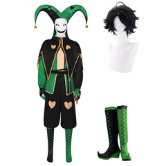 The Freak Circus Harlequin Pierrot Jester Horror Clown Cosplay Costume Carnival Halloween Suit
