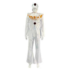 The Freak Circus Pierrot Old Design White Clown Outfits Halloween Cosplay Costume