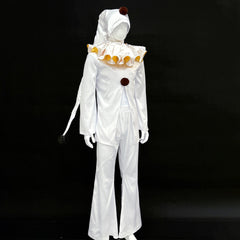 The Freak Circus Pierrot Old Design White Clown Outfits Halloween Cosplay Costume