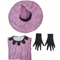 The Nightmare Before Christmas Shock Pink Dress Hat Set Outfits Halloween Cosplay Costume