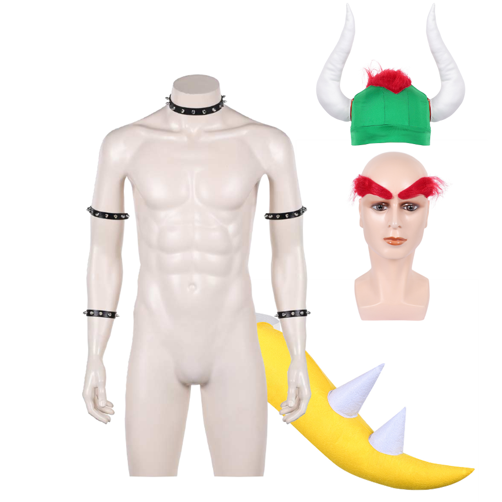 The Super Mario Galaxy Movie (2026) Bowser Spiked Choker Armbands Hat Tail Eyebrows Cosplay Accessories Props