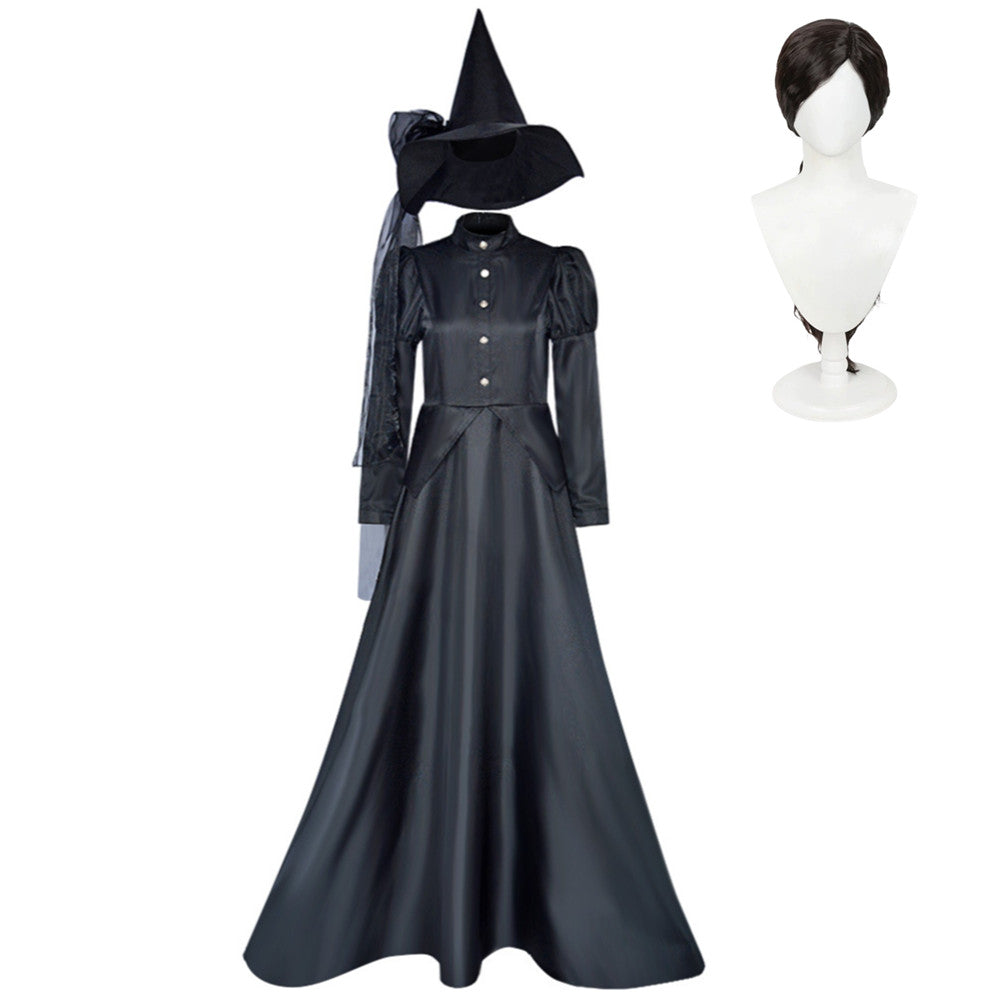 The Wizard of OZ Wicked Witch Black Set Outfits Cosplay Costume Halloween Suit