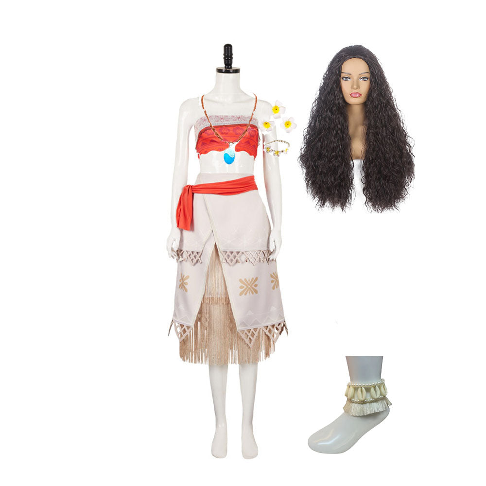 Moana 2 (2024) Moana White Dress Outfits Cosplay Costume Halloween Carnival Suit