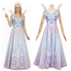 Wicked: For Good (2025) Glinda Blue Patterned Dress Cosplay Costume