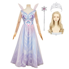 Wicked: For Good (2025) Glinda Blue Patterned Dress Cosplay Costume
