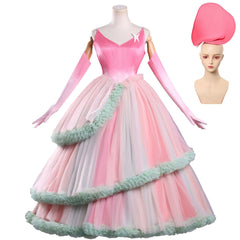 Wicked: For Good (2025) Glinda Pink Green Dress Petticoat Set Outfits Cosplay Costume