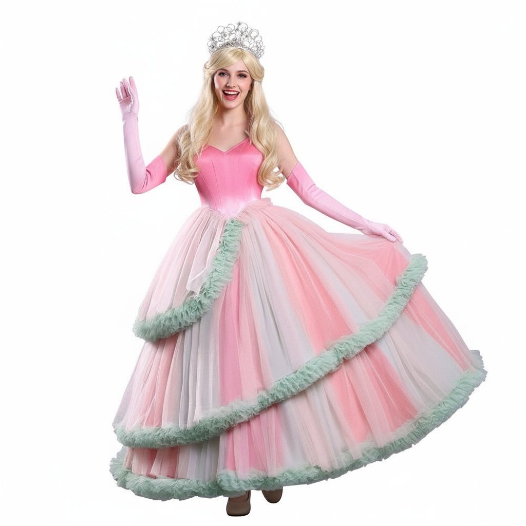 Wicked: For Good (2025) Glinda Pink Green Dress Petticoat Set Outfits Cosplay Costume