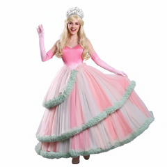 Wicked: For Good (2025) Glinda Pink Green Dress Petticoat Set Outfits Cosplay Costume