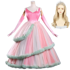 Wicked: For Good (2025) Glinda Pink Green Dress Petticoat Set Outfits Cosplay Costume