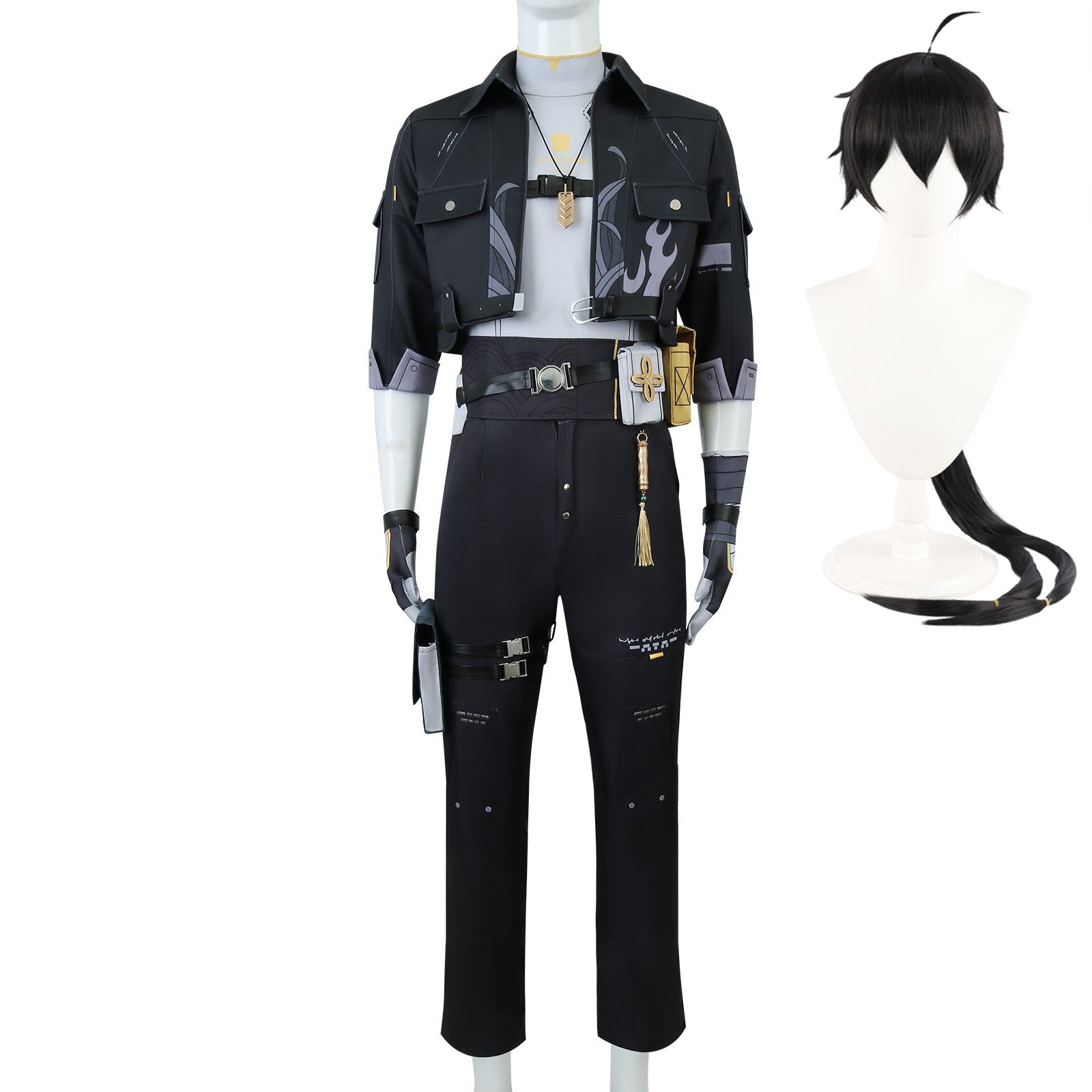 Wuthering Waves (2024) Male Rover Black Set Outfits Cosplay Costume Halloween Carnival Suit