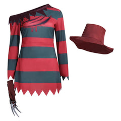 A Nightmare On Elm Street Freddy Krueger Female Red Outfits Halloween Horror Cosplay Costume