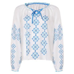 ABBA Anni-Frid Synni Lyngstad White Blue Rhombus Shirt Retro Outfits Cosplay Costume 