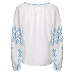 ABBA Anni-Frid Synni Lyngstad White Blue Rhombus Shirt Retro Outfits Cosplay Costume 