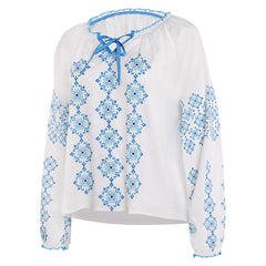 ABBA Anni-Frid Synni Lyngstad White Blue Rhombus Shirt Retro Outfits Cosplay Costume 