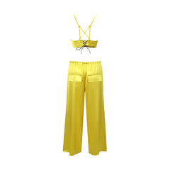 Adult Band Singer Yellow Vest Pants Sportswear Cheerlead Outfits Cosplay Costume