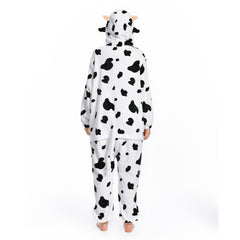 Adult Cartoon Cow Pajamas Cosplay Flannel Sleepwear Jumpsuit Costume Outfits Halloween Carnival Suit - OLAOLA