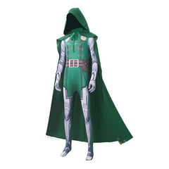 Adult Kids Avengers: Doomsday (2026) Doctor Doom Printed Jumpsuit Cloak Outfits Cosplay Costume