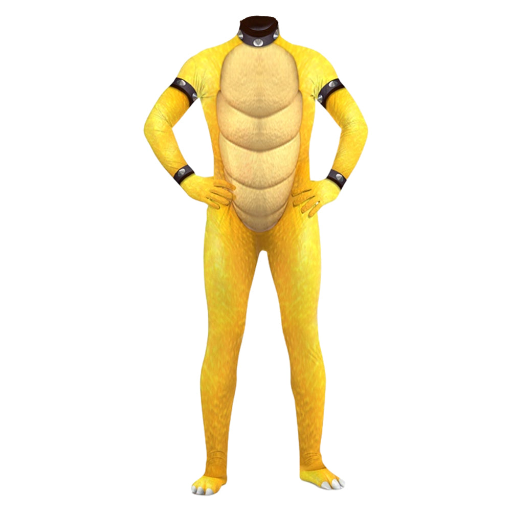 Adult Teen The Super Mario Bros. Bowser Yellow Printed Jumpsuit Outfits Cosplay Costume