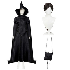 Wicked (2024) Elphaba Black Witch Dress Outfits Cosplay Costume Halloween Carnival Suit