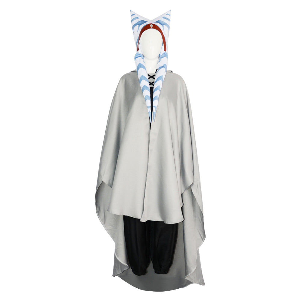 Ahsoka Tano Gray Cape Hat Set ​Outfits Cosplay Costume Halloween Carnival Suit 