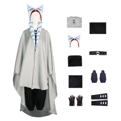 Ahsoka Tano Gray Cape Hat Set ​Outfits Cosplay Costume Halloween Carnival Suit 